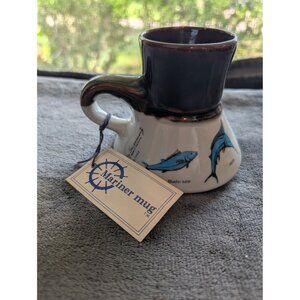 NWT Vintage Bearly Surviving Mariner Mug No Spill No Slide Game Fish Design